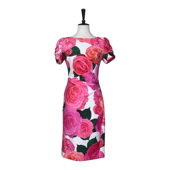 Karl Lagerfeld New Dress Sheath Short Sleeve Scuba Pink Floral Women’s Size 6 - Picture 1 of 14